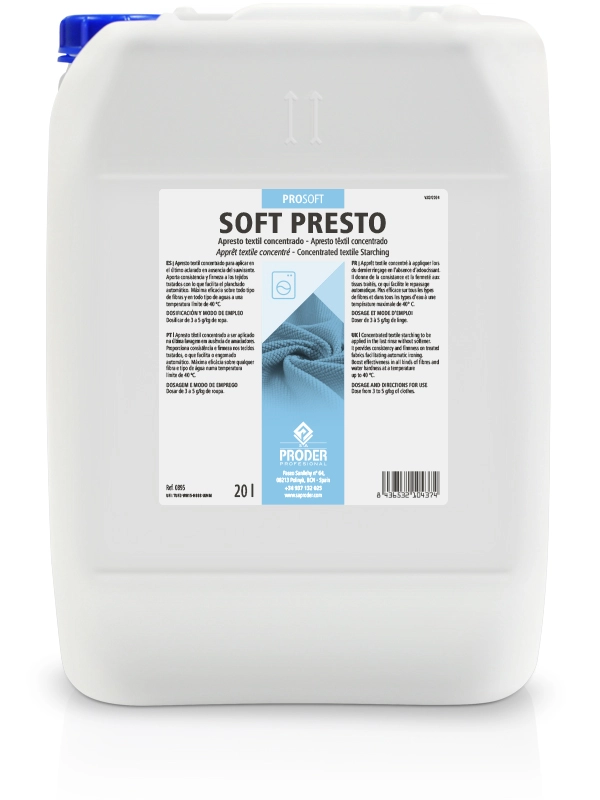 SOFT PRESTO es un aprestos textil concentrado de la gama PROSOFT